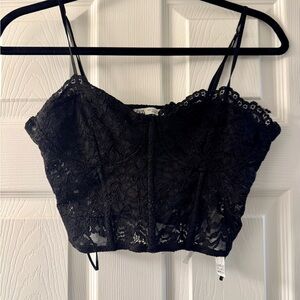Black Lace Crop Top